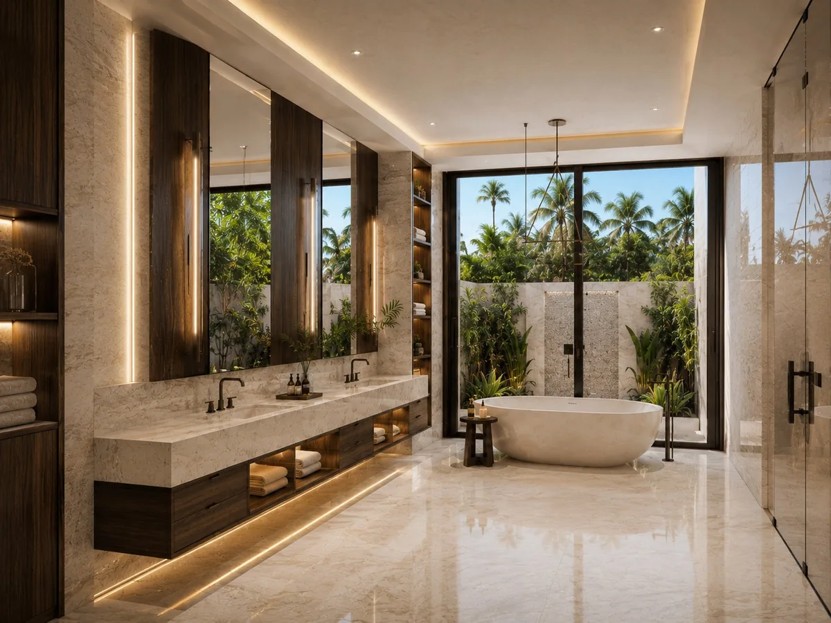 Primary bathroom in Pembroke Pines, seen from the vanity wall
