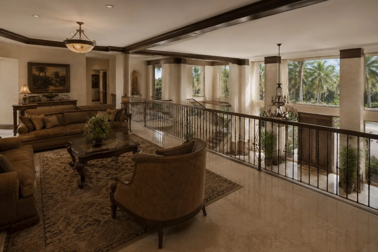 The living area in an Aventura tower before the remodel