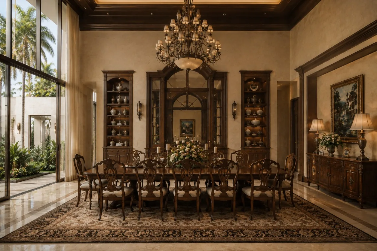 The formal dining room in Delray Beach before the remodel