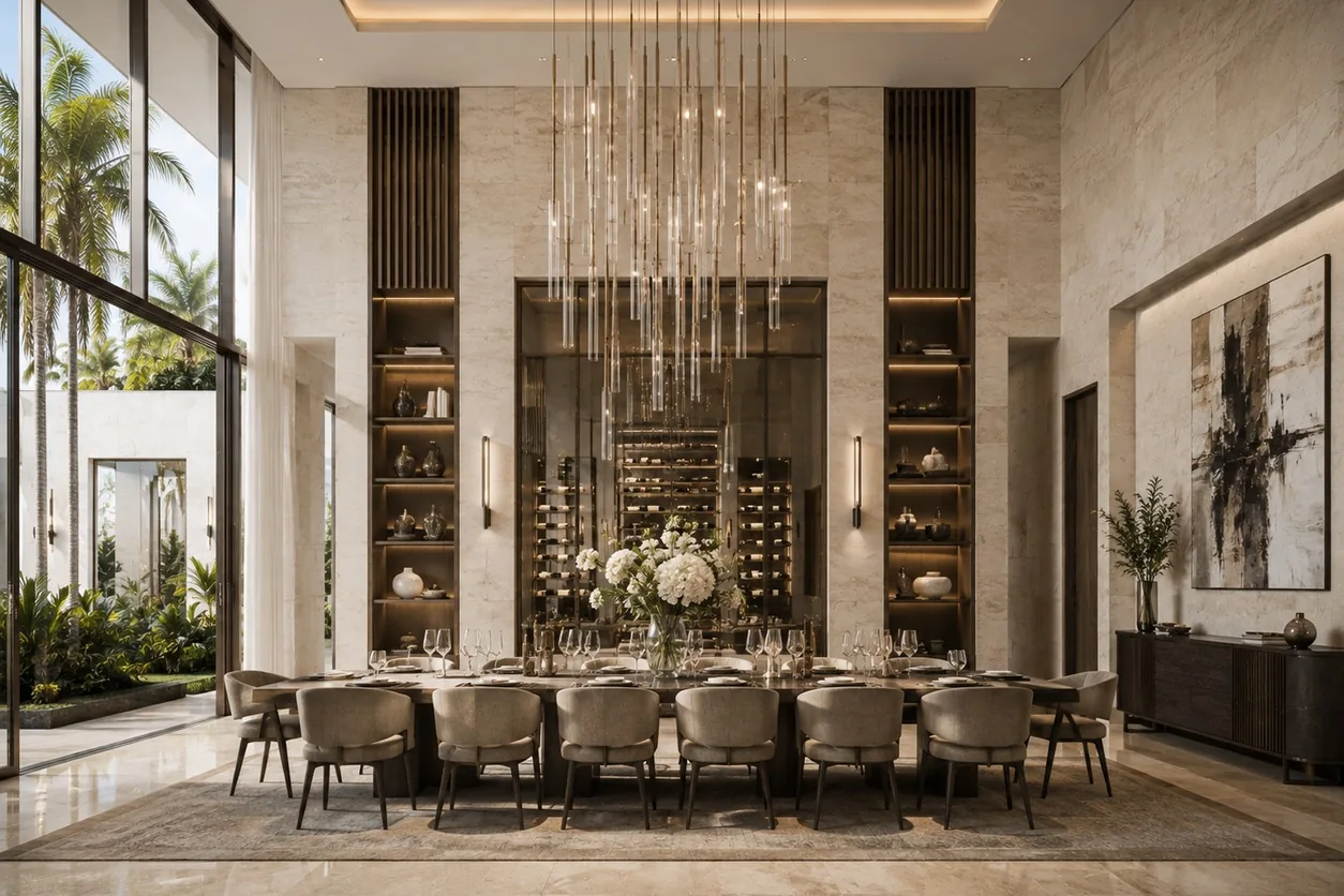 The same dining room in Delray Beach after the remodel