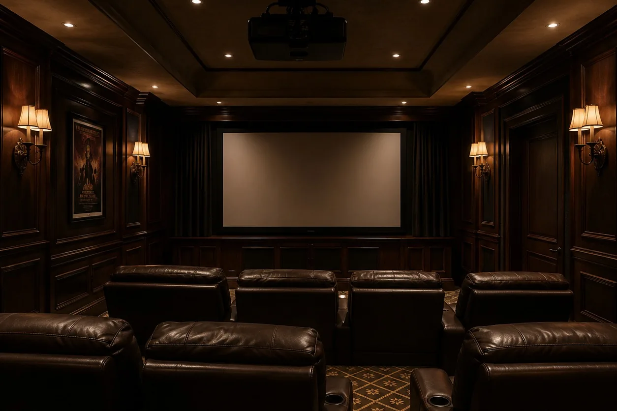 The panelled home theatre in Plantation before the remodel