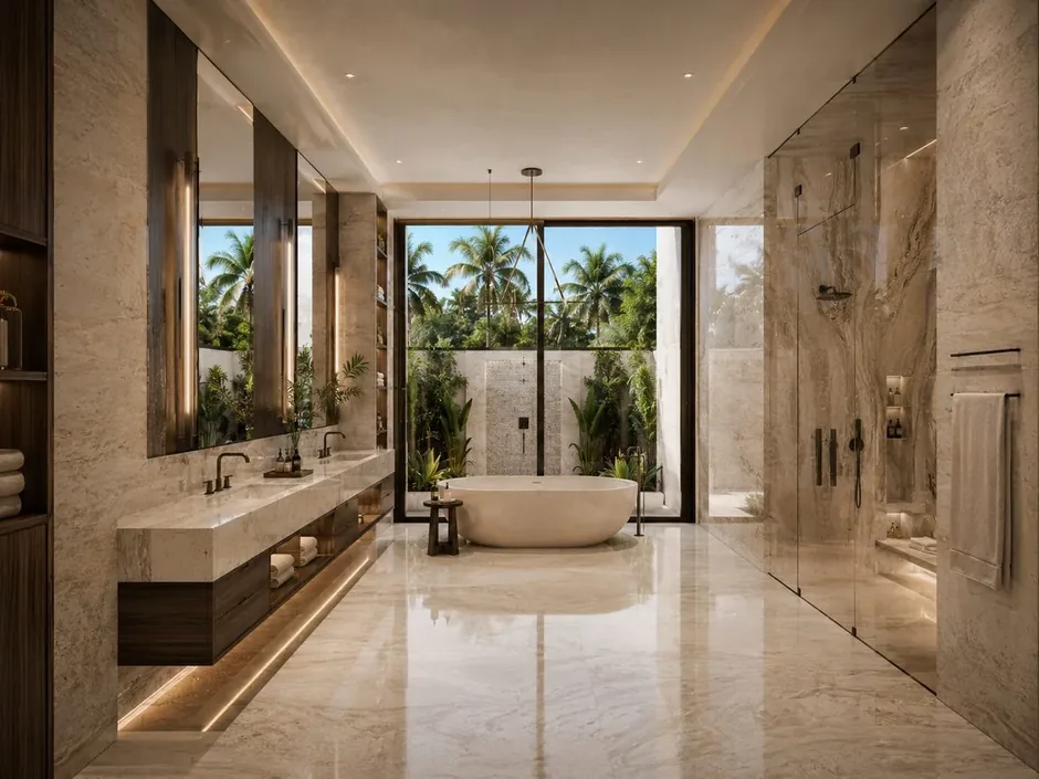 Primary bathroom remodel with walk-in shower in Miami